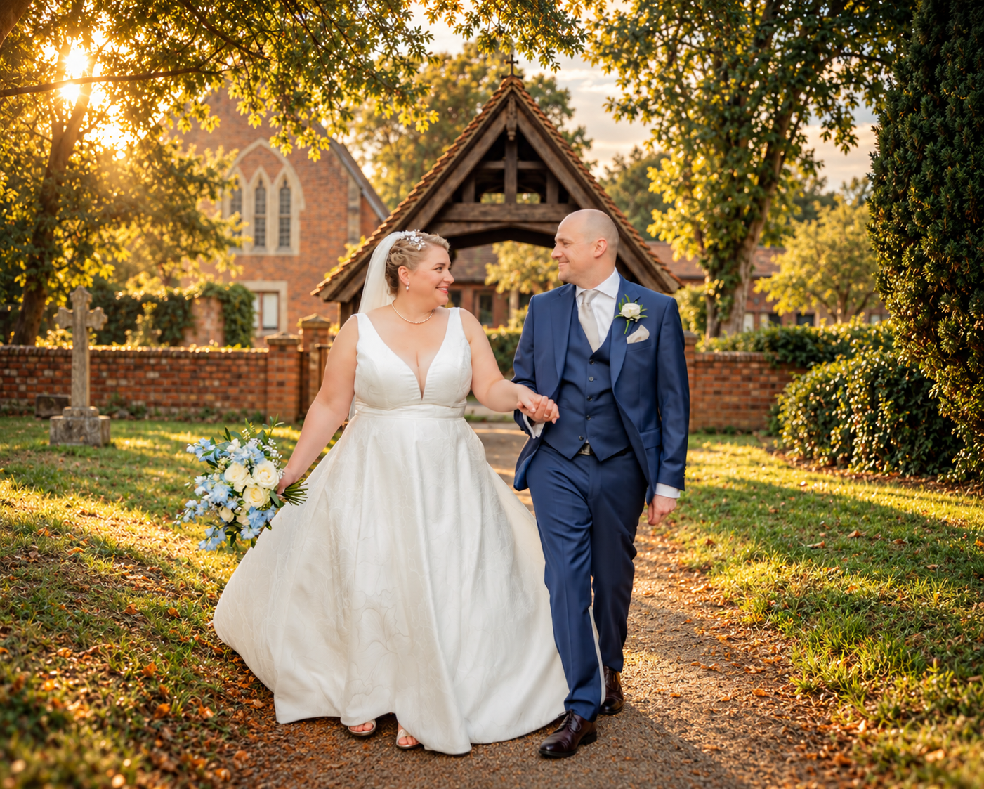 Golden-Hour-Churchyard-Wedding-Portrait